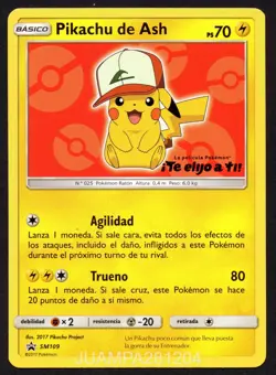 ASH Y PIKACHU SM109 SM BLACK STAR PROMOS CROMO POKEMON ASH'S PIKACHU 2017 TCG - Image 1