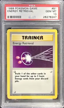 1999 POKEMON GAME #81 ENERGY RETRIEVAL PSA 10 - Image 1