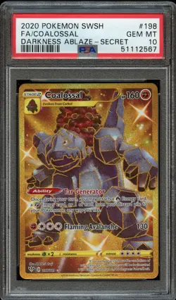 POKEMON 2020 Darkness Ablaze Full Art COALOSSAL SWSH #198 PSA 10 Gem Mint - Image 1