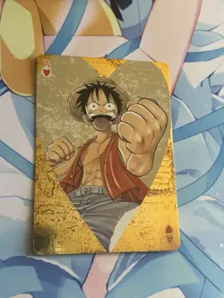 Official One Piece Jump Gold Playing Card Mint - Luffy Ace of Hearts - Image 1