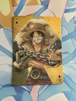 Official One Piece Jump Gold Playing Card Mint - Luffy Ace of Spades - Image 1