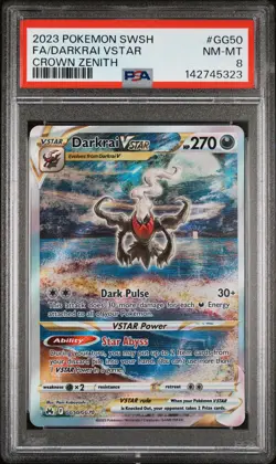 2023 POKEMON SWORD & SHIELD CROWN ZENITH #GG50 FULL ART/DARKRAI VSTAR PSA 8 - Image 1