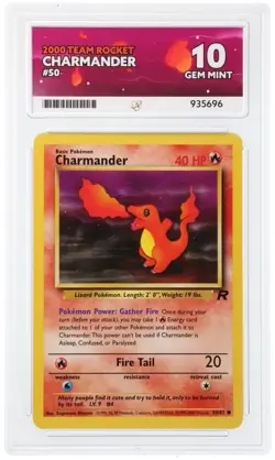 Pokemon Charmander Team Rocket 2000 WOTC 50/82 Ace Gem Mint 10 Pop 3 - Image 1