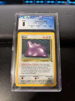 Pokemon TCG Ditto Fossil Unlimited Holo CGC 8 Graded Card 3/62 1999 - Image 1