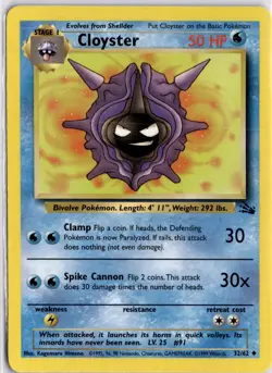 Pokemon TCG Cloyster Fossil Uncommon Card 32/62 Trading Card TCG - Image 1