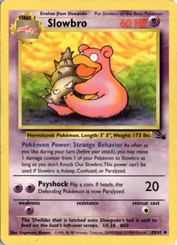 Slowbro 43/62 Fossil Pokemon Card TCG - Image 1