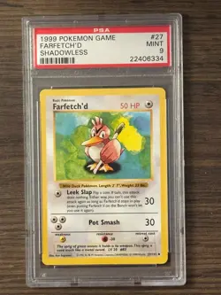 POKEMON GAME SHADOWLESS FARFETCH'D #27 PSA9 # 22406334 - Image 2