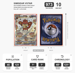 2023 Pokemon SWSH Crown Zenith GG37/GG70 Simisear VStar Alt Art UR TAG 10 (973) - Image 4