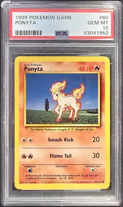 1999 POKEMON GAME #60 PONYTA PSA 10 - Image 1