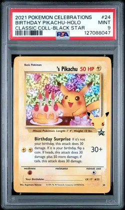 2021 POKEMON CELEBRATIONS CLASSIC COLL #24 BIRTHDAY PIKACHU-HOLO PSA 9 - Image 1