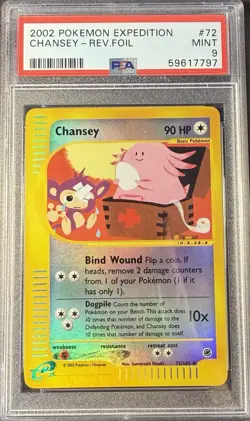 2002 Pokemon Expedition 72 Chansey Reverse PSA 9 Mint - Image 1