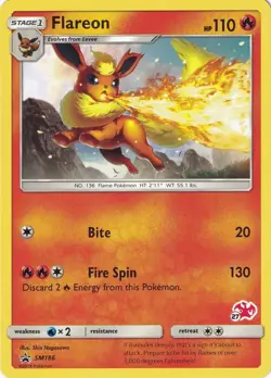 Flareon *BLACK STAR PROMO* #SM186 (Battle Academy) #44 Stamp Pokemon NM *2018* - Image 3