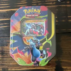 Pokemon Mega Charizard ex Factory Sealed Tin Box - Charizard X - 4 Booster Packs - Image 1
