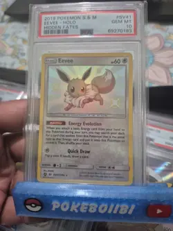 PSA 10 GEM MINT Pokemon Eevee Hidden Fates Holo SV41/SV94 - Image 1