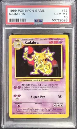 1999 POKEMON GAME #32 KADABRA PSA 10 - Image 1