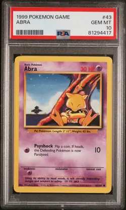 1999 POKEMON GAME #43 ABRA PSA 10 - Image 1