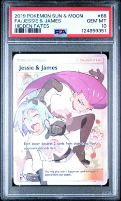 Pokemon TCG Jessie & James 68/68 Sun & Moon Hidden Fates PSA 10 - Image 1