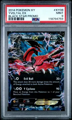 2014 POKEMON XY BLACK STAR PROMO #XY08 YVELTAL EX PSA 9 - Image 1