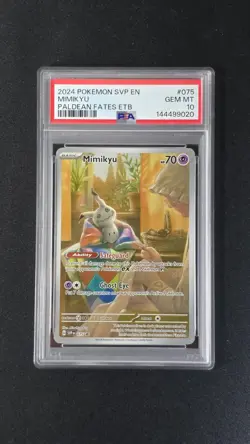 Mimikyu Full Art 075 PSA 10 Gem Mint Pokemon Paldea Fates ETB Promo - Image 1