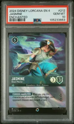 2024 Disney Lorcana Enchanted Jasmine Desert Warrior #212 PSA 10 #3663 - Image 1