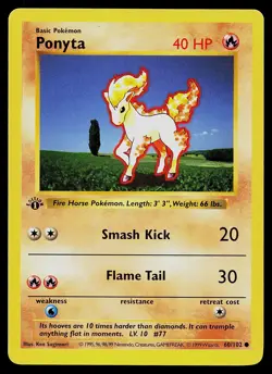 Pokemon Card - Ponyta 1st Edition Base Set Shadowless 60/102 - Image 1