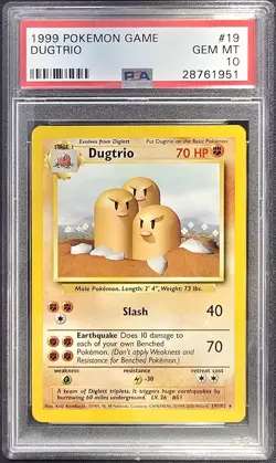 1999 POKEMON GAME #19 DUGTRIO PSA 10 - Image 1