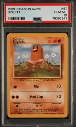 1999 POKEMON GAME #47 DIGLETT PSA 10 - Image 1