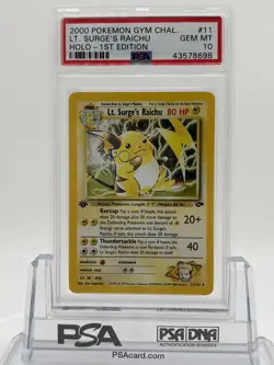 💎LT. Surge's Raichu 1st Edition PSA 10 #11 📈 Holo Surges Gym Challenge Pokemon - Image 2