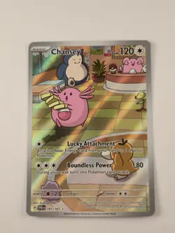 Pokemon Chansey TCG Holo Illustration Card 187/167 Twilight Masquerade Rare LP - Image 1