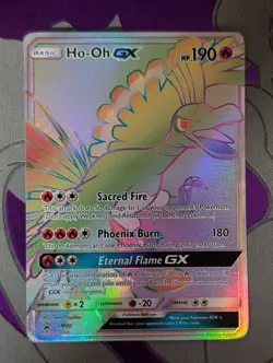 Pokemon Ho-Oh GX Full Art Rainbow Promo Card SM80 NM Condition - Image 1
