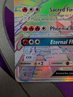 Pokemon Ho-Oh GX Full Art Rainbow Promo Card SM80 NM Condition - Image 2
