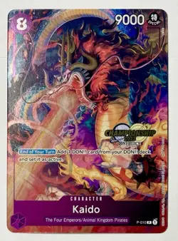 One Piece Kaido CS 2023 Celebration Pack P-010 English Gold Stamped Promo Card - Image 1