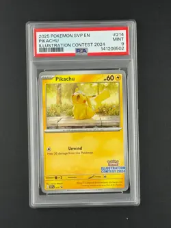 PSA 9 Pikachu SVP 214 Illustration Contest 2024 Promo Pokemon - Image 1