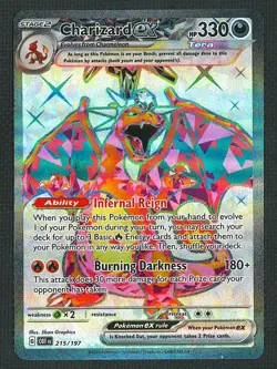 Pokemon TCG Obsidian Flames Charizard EX 215/197 SIR FRESH MINT - Image 1