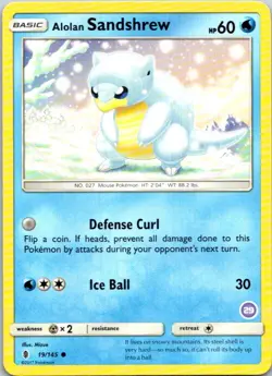 Alolan Sandshrew 19/145 Pokemon SM - Guardians Rising Light Play - Image 1