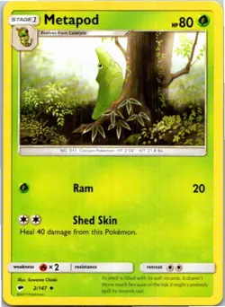 Metapod #2/147 Pokemon SM - Burning Shadows Lightly played - Image 1
