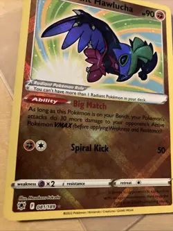 Radiant Hawlucha 081/189 Shining Astral Radiance Pokemon Card NM ⭐99p Start⭐ - Image 2