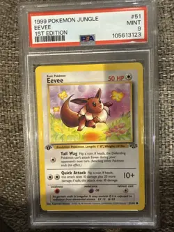 1999 Pokemon Jungle 1st Edition #51 Eevee PSA 9 MINT - Image 1