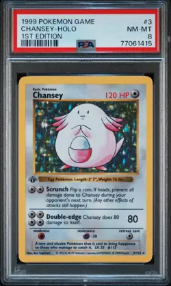 1999 POKEMON GAME 1ST EDITION #3 CHANSEY-HOLO PSA 8 - Image 1