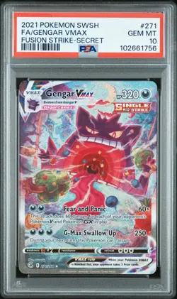 2021 POKEMON SWORD & SHIELD FUSION STRIKE SECRET FULL ART/GENGAR VMAX PSA 10 - Image 1