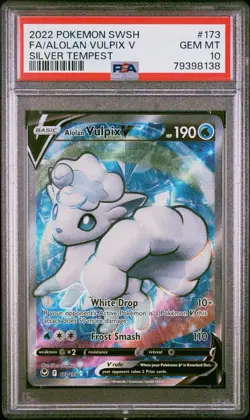Alolan Vulpix V Full Art 173/195 - Pokemon - Silver Tempest - PSA 10 Gem Mint - Image 1