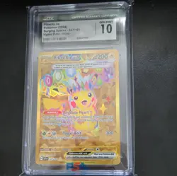 💎 Pokemon TCG Pikachu EX Surging Sparks Holo Hyper Rare Gold 247/191 CGC Gem 10 - Image 1