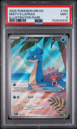 Misty's Lapras 194/182 Illustration Rare SV10: Destined Rivals Pokemon TCG PSA 9 - Image 1