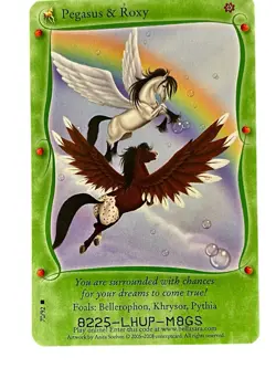 Bella Sara Baby Bella PEGASUS & ROXY 70/92 Card-MINT CONDITION - Image 1