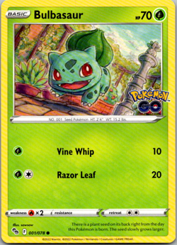 Pokemon Bulbasaur 001/078 NON Holo Pokemon GO - Image 1