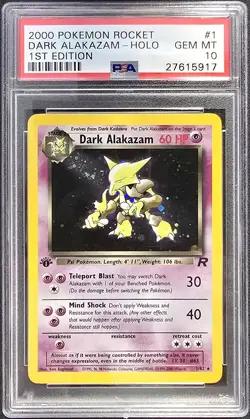 2000 POKEMON ROCKET 1ST EDITION #1 DARK ALAKAZAM HOLO PSA 10 - Image 1