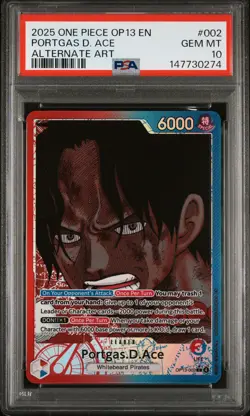 2025 ONE PIECE OP13-CARRYING ON HIS WILL ALTERNATE ART PORTGAS D. ACE PSA 10 - Image 1