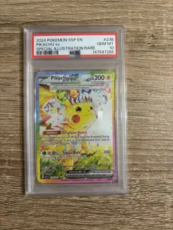 2024 POKEMON SSP EN-SURGING SPARKS SPECIAL ILLUSTRATION RARE PIKACHU EX PSA 10 - Image 1