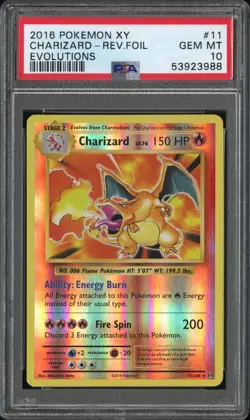 2016 POKEMON XY EVOLUTIONS #11 CHARIZARD REVERSE FOIL PSA 10 - Image 1