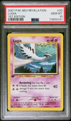 2001 POKEMON NEO REVELATION 1ST ED #20 LUGIA PSA 10 - Image 1